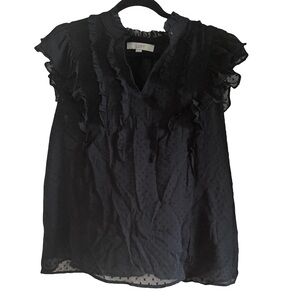 LOFT Women's Elegant Black Ruffle Blouse